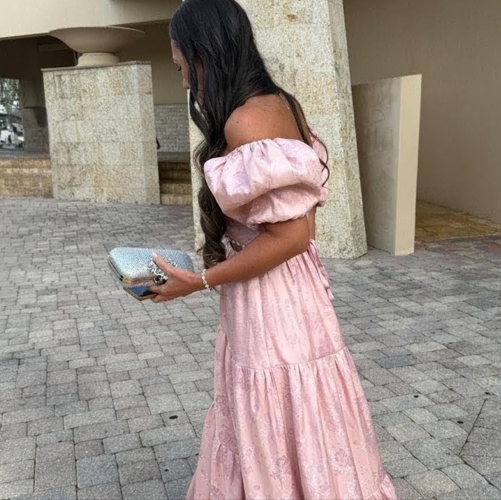 V. Chapman Pink High-Low Gown Plunge Neckline - Picture 11 of 11